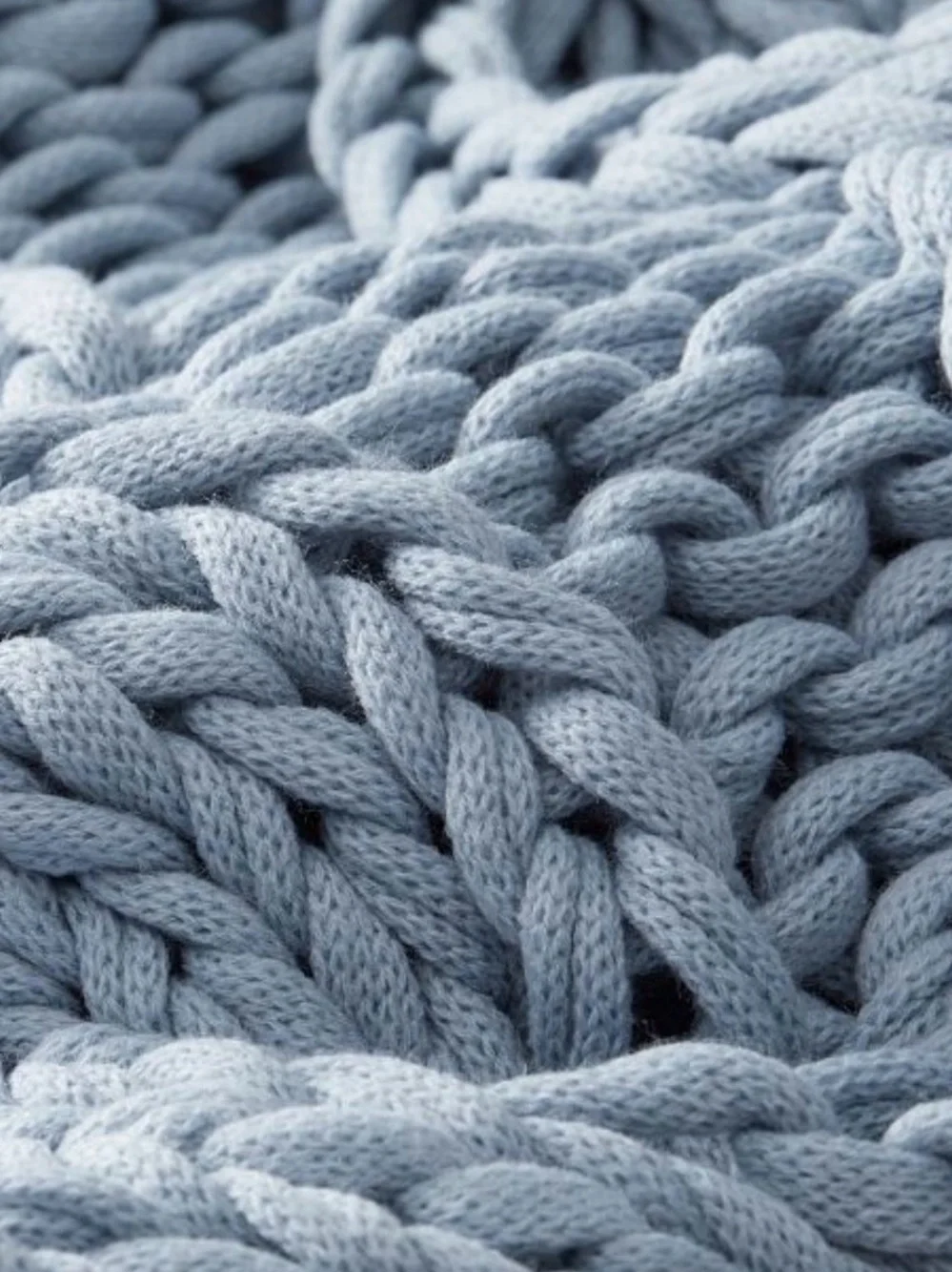 Pottery Barn Chunky Knit Throw Blanket - Light Blue